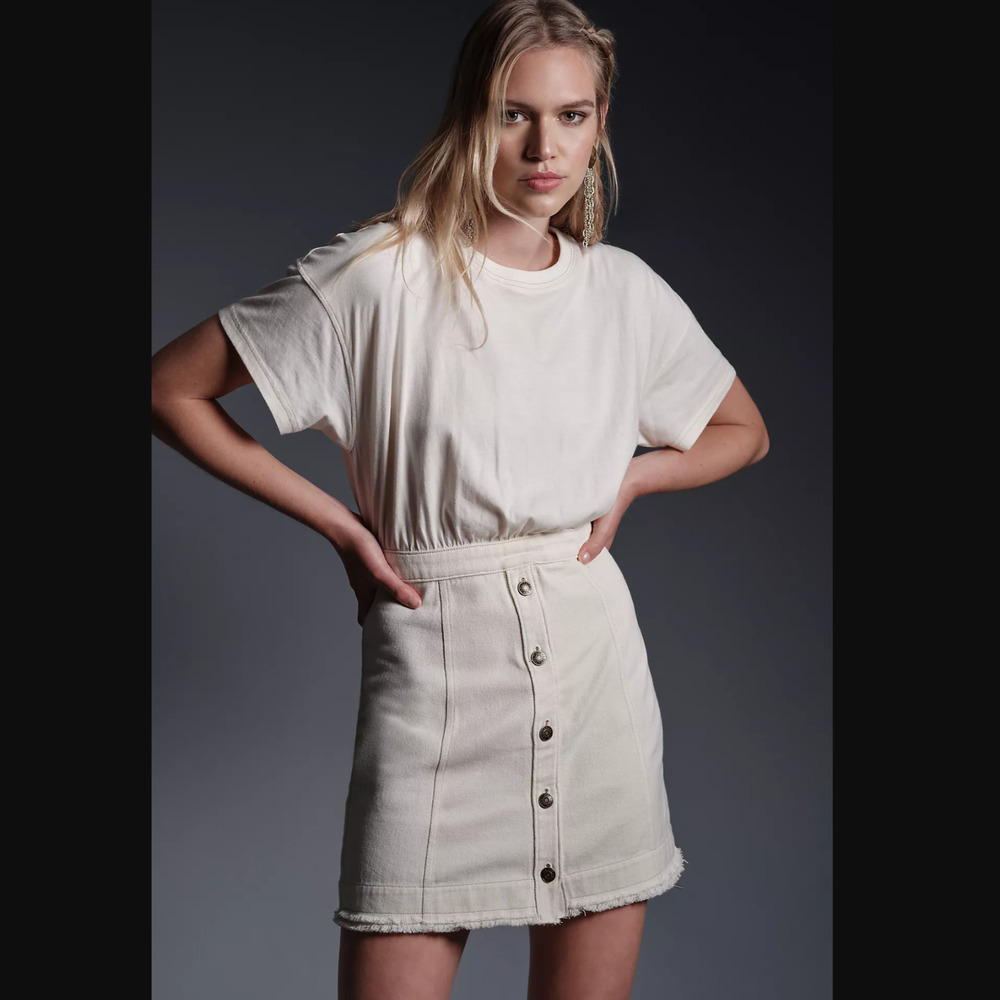 Anthropologie Pilcro Denim Skirt & Knit Tee Twofer - NEW - Size 12